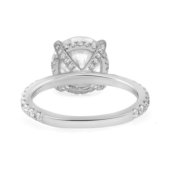 3.49Cttw Round Cut Lab Grown & Natural Diamond Engagement Ring 18K White Gold - Picture 4 of 5